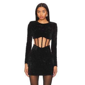 NBD Friya dress velvet mini corset mesh boned panel Revolve flaw Sz L